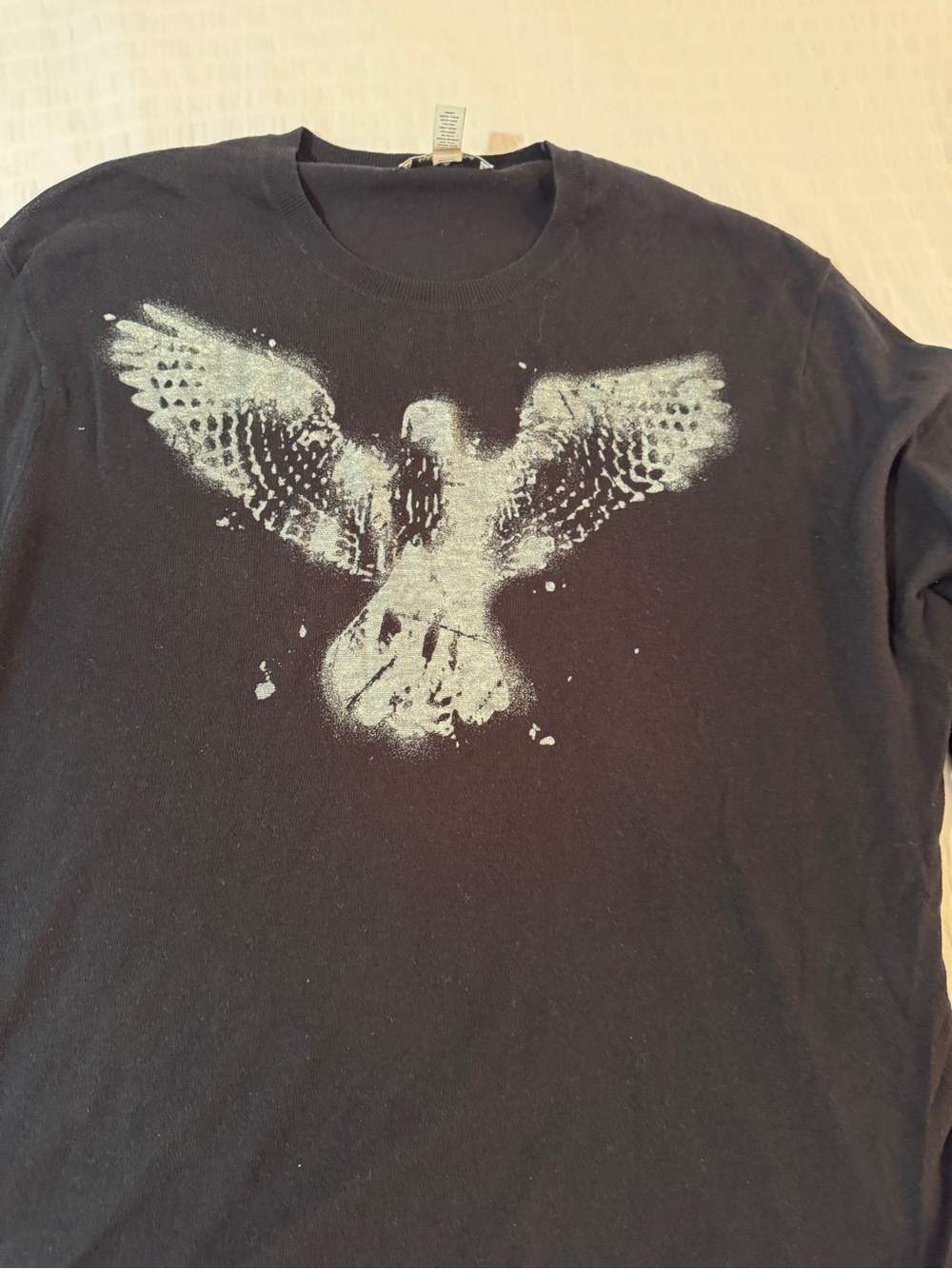 Vintage Early Aughts Banana Republic Graphic Sweater with Dove/Black See Thru - Picture 13 of 14